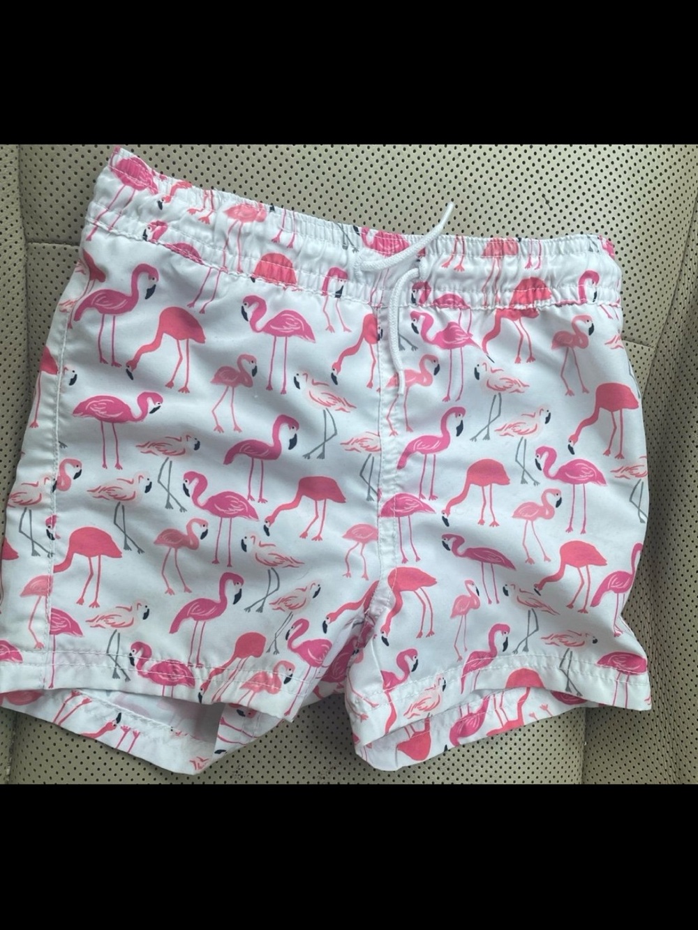Janie and Jack White Shorts with Pink Flamingo Pattern